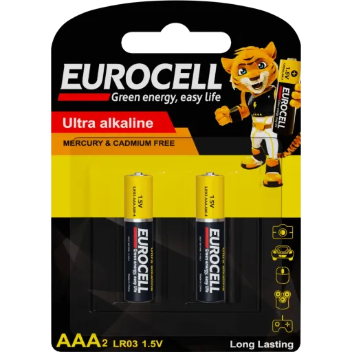 باتری نیم قلمی اولترا آلکالاین یوروسل EUROCELL اصل بسته 2 عددی نکسونیکس Nexonix