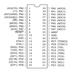 atmega32A-PU dip pinout Nexonix نکسونیکس